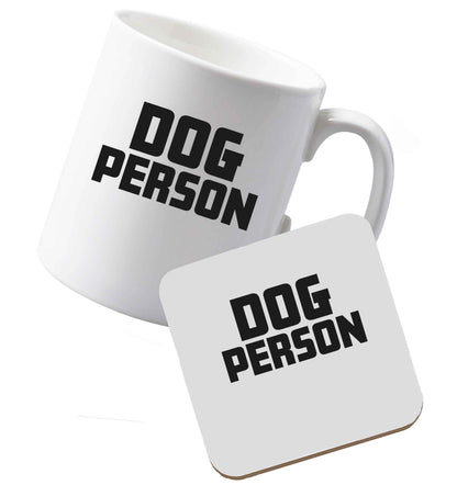 10 oz Ceramic mug and coaster Dog Person Kit both sides