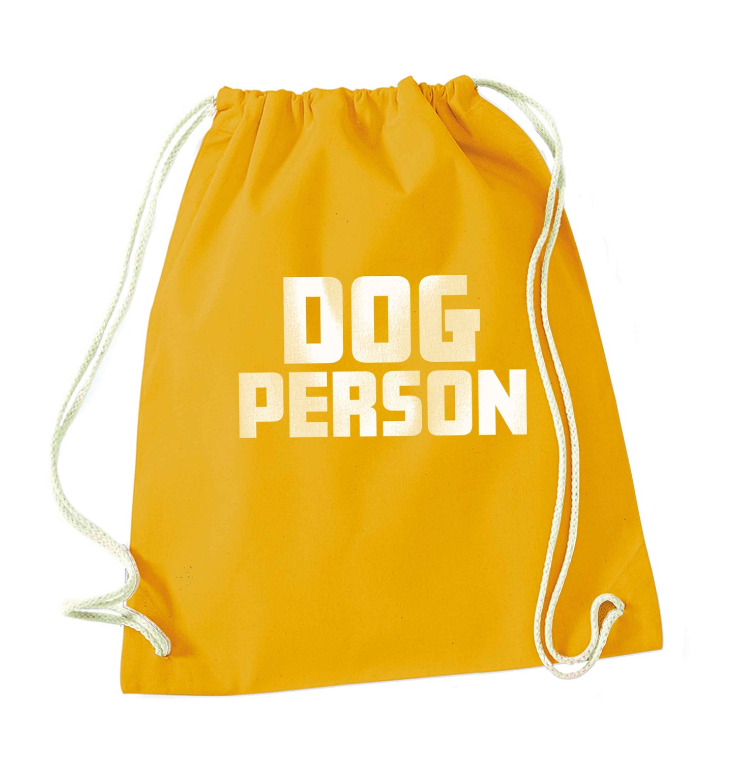 Dog Person Kit mustard drawstring bag