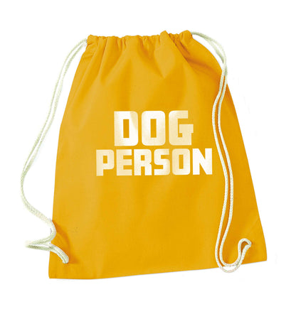 Dog Person Kit mustard drawstring bag