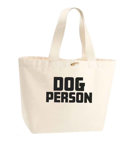 Dog Person Kit organic cotton premium tote bag with wooden toggle in natural