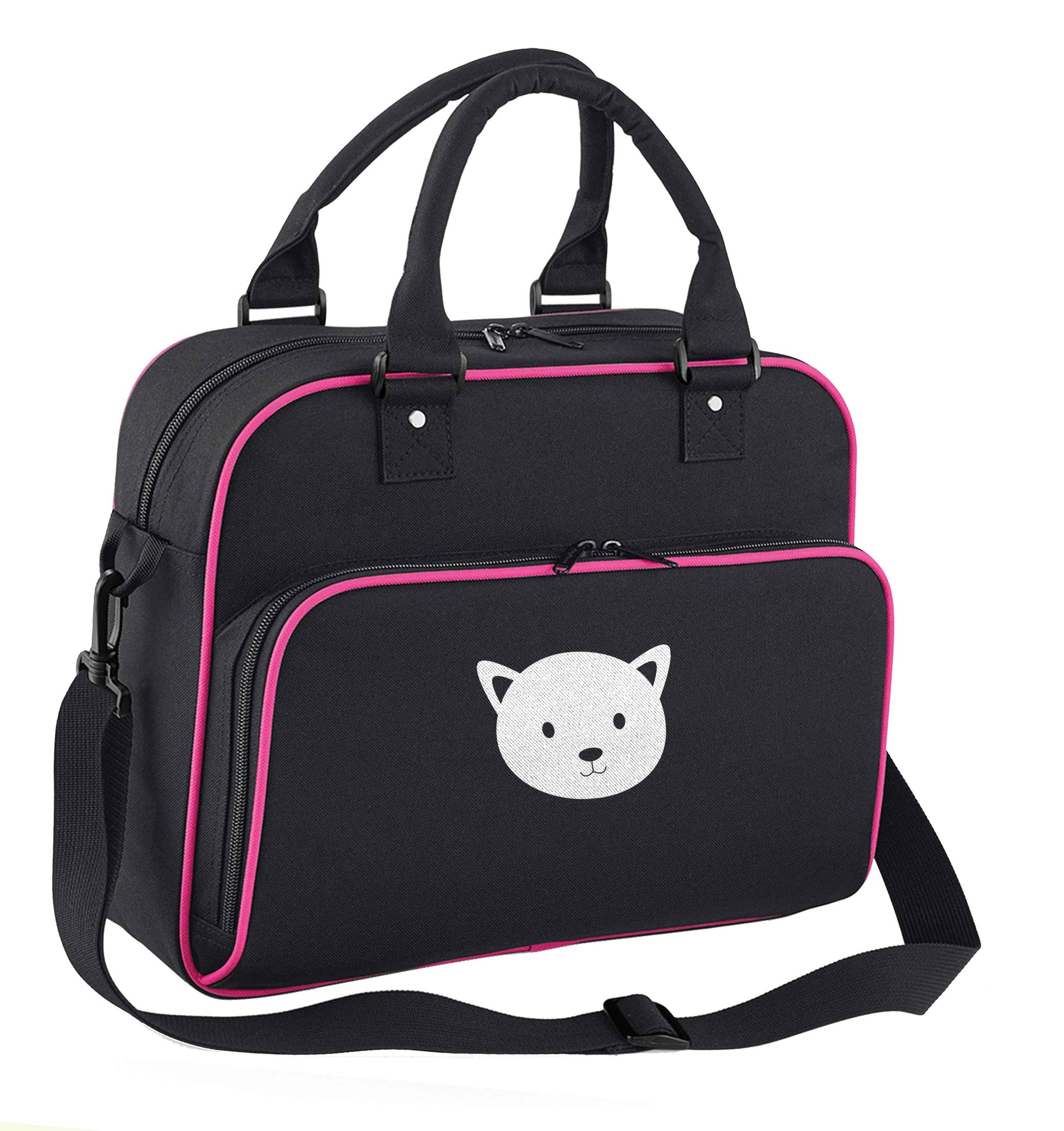 Cat face only Kit children's dance bag black with pink detail