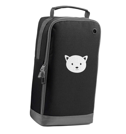 Cat face only Kit black sports shoe bag vertical print