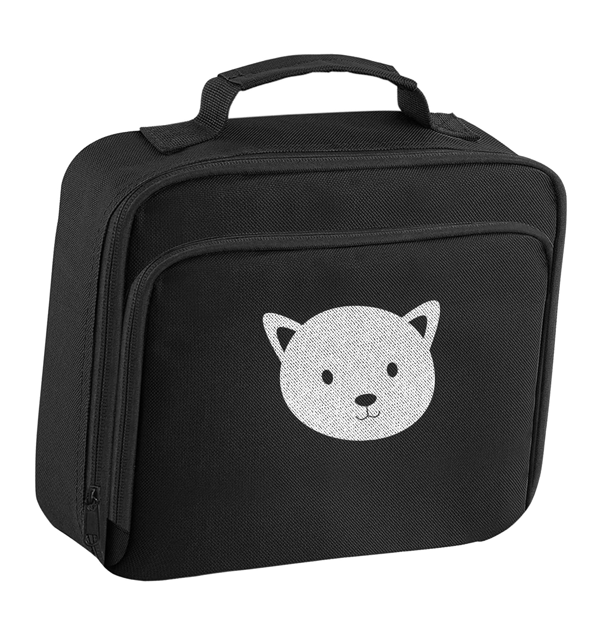 Cat face only Kit insulated black lunch bag cooler