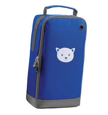 Cat face only Kit blue sports shoe bag vertical print