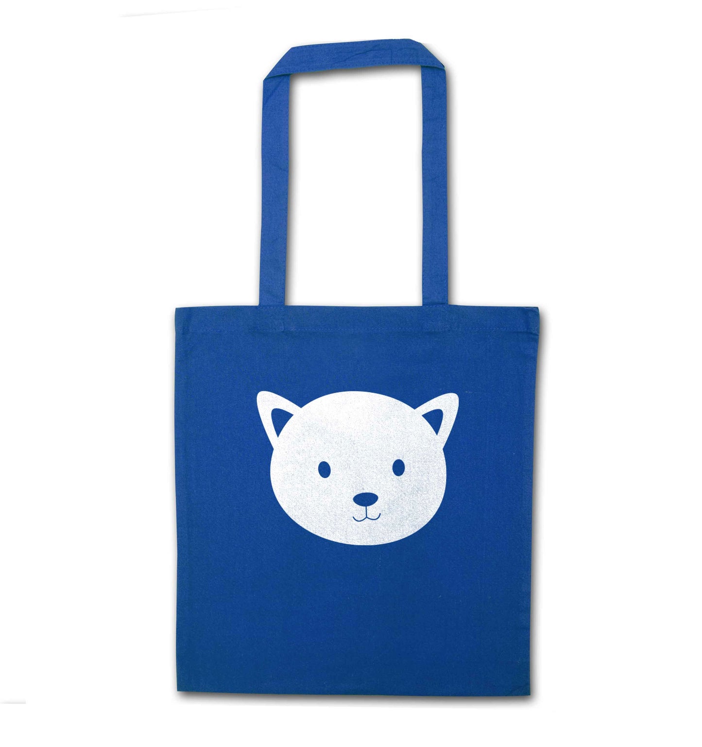 Cat face only Kit blue tote bag