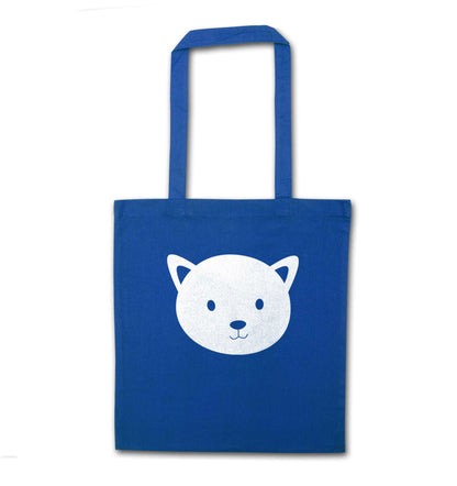 Cat face only Kit blue tote bag