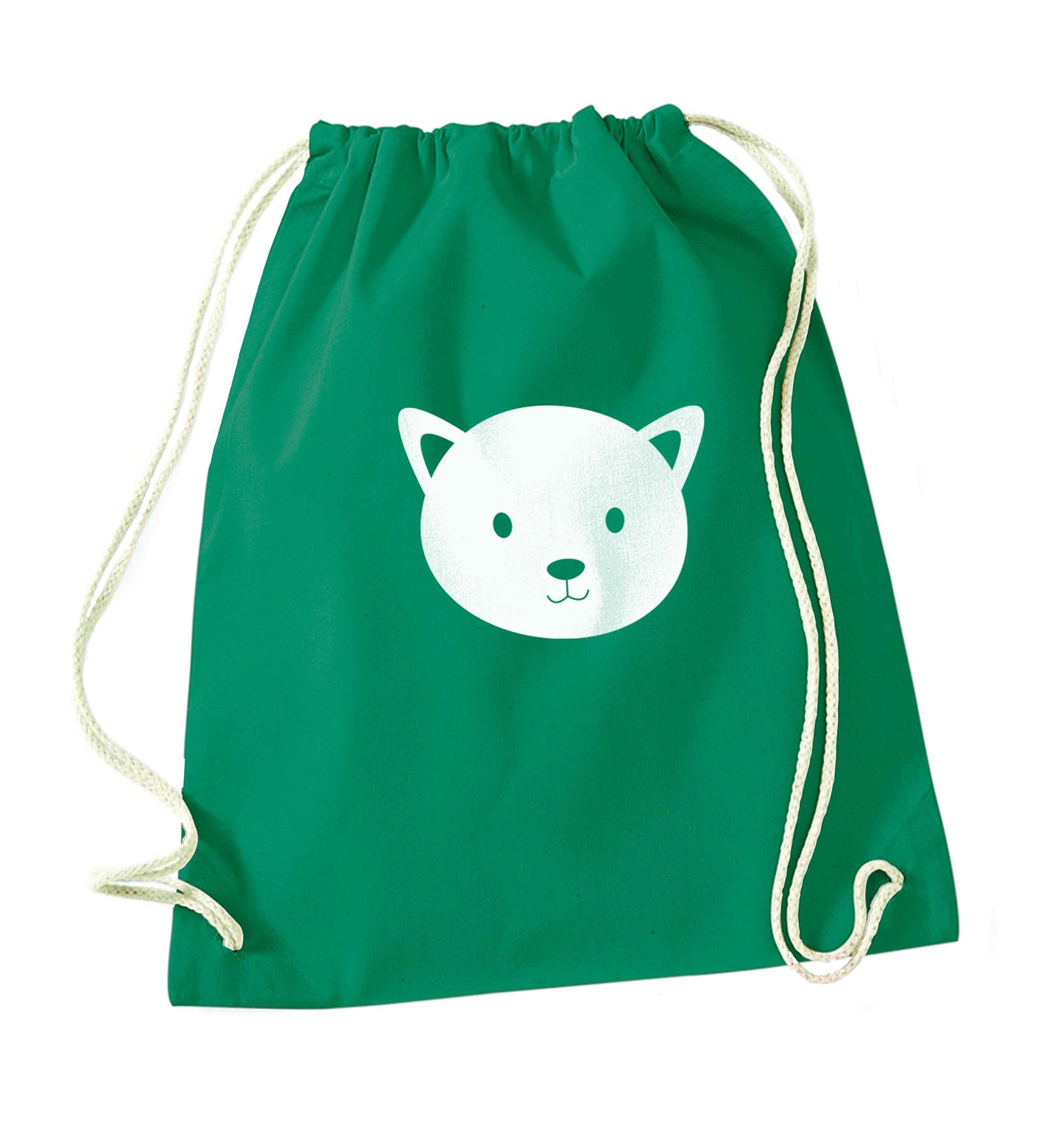 Cat face only Kit green drawstring bag