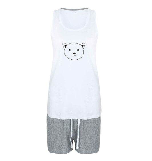 Cat face only Kit size XL women's pyjama shorts set in pink 