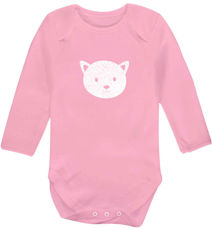 Cat face only Kit baby vest long sleeved pale pink 6-12 months
