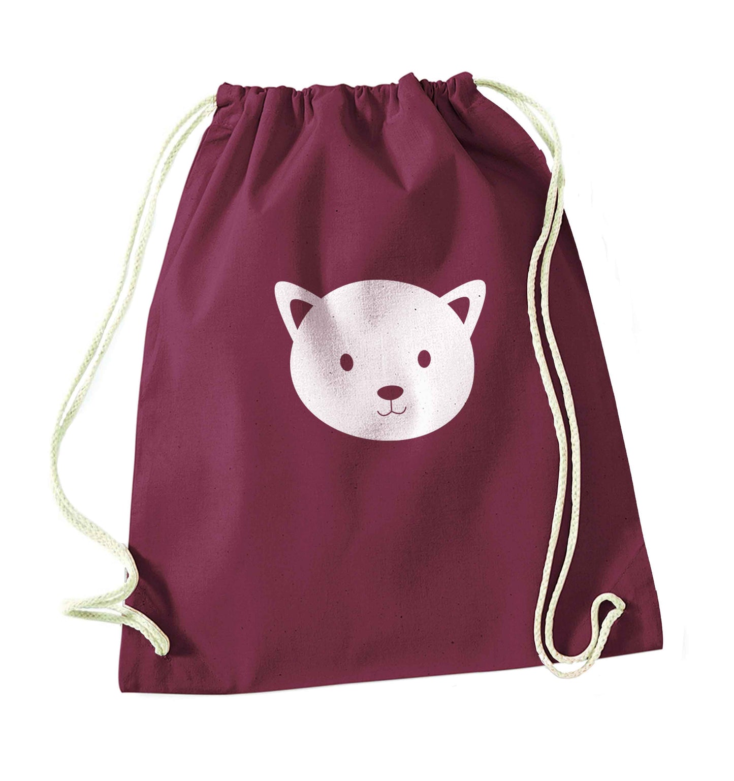 Cat face only Kit maroon drawstring bag