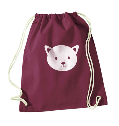 Cat face only Kit maroon drawstring bag
