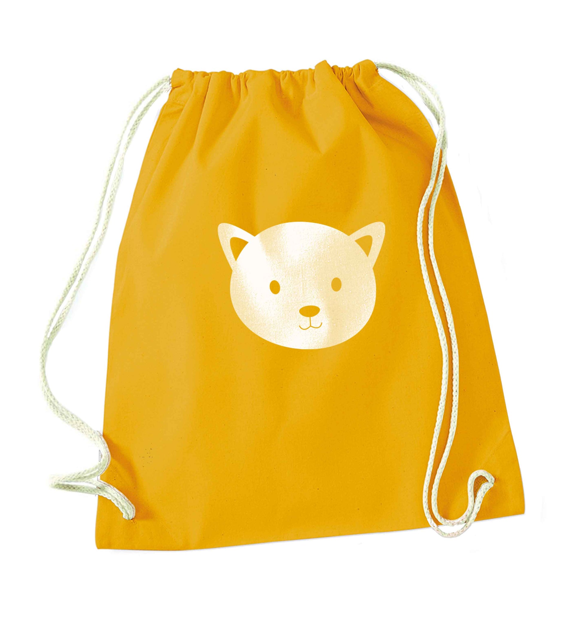 Cat face only Kit mustard drawstring bag