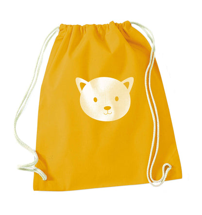 Cat face only Kit mustard drawstring bag