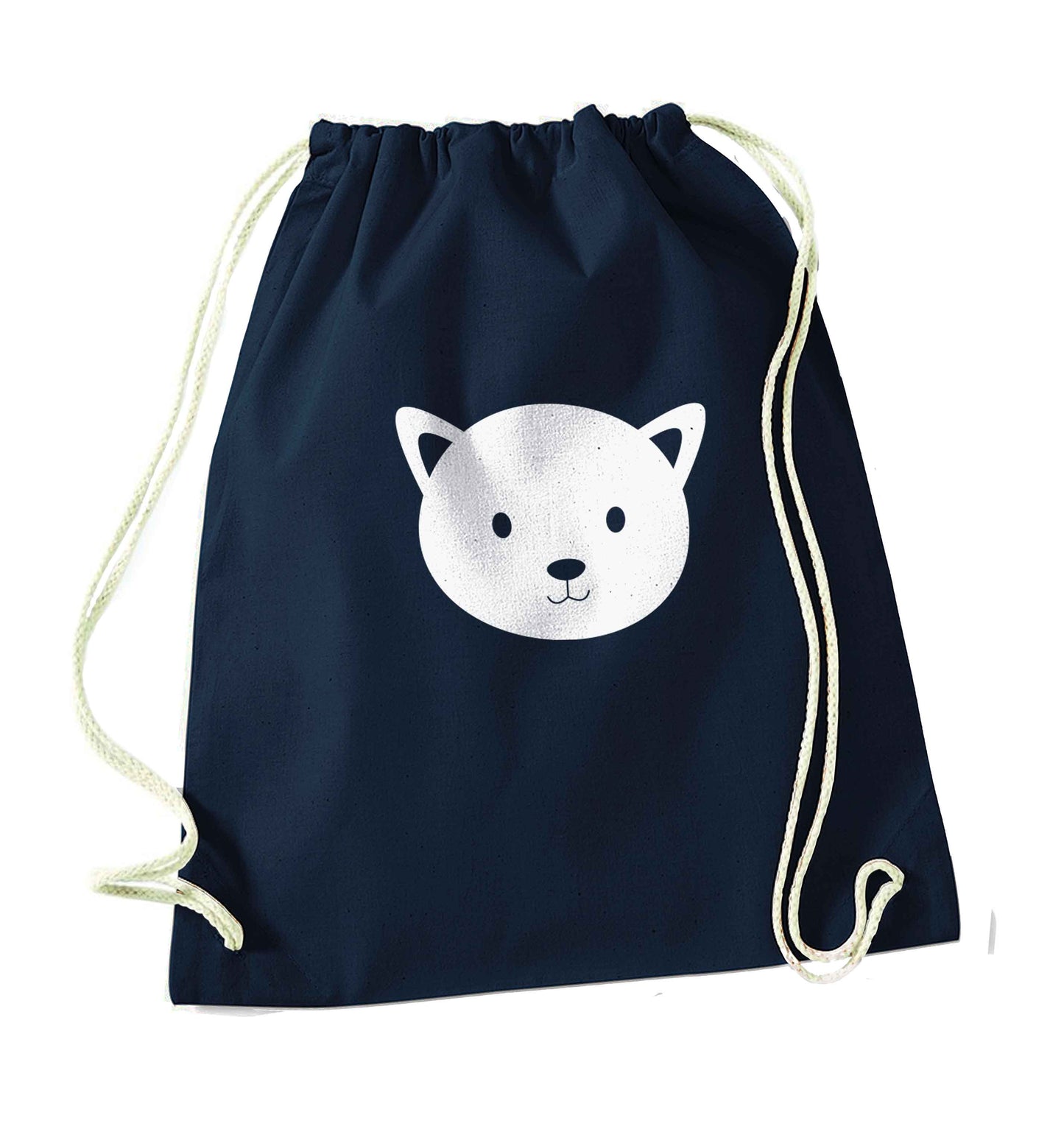 Cat face only Kit navy drawstring bag