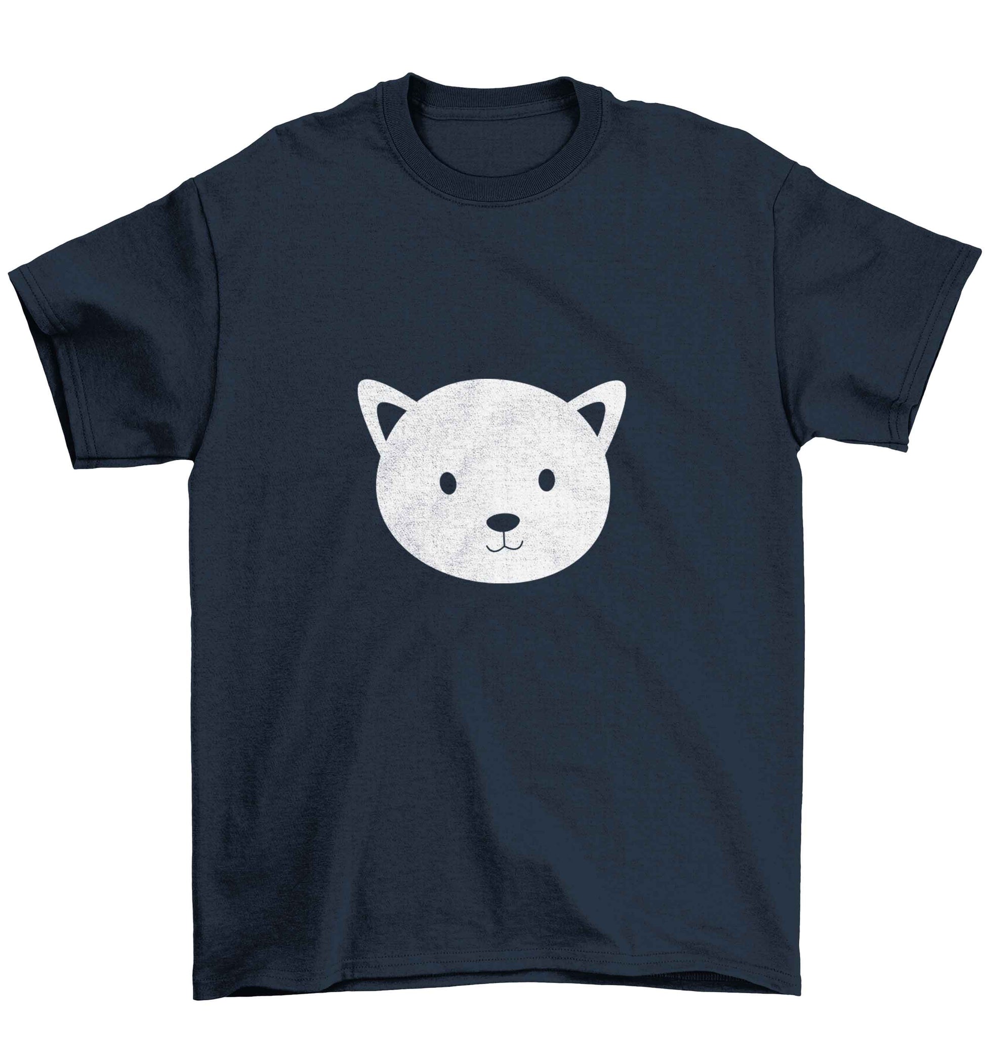 Cat face only Kit Children's navy Tshirt 12-13 Years