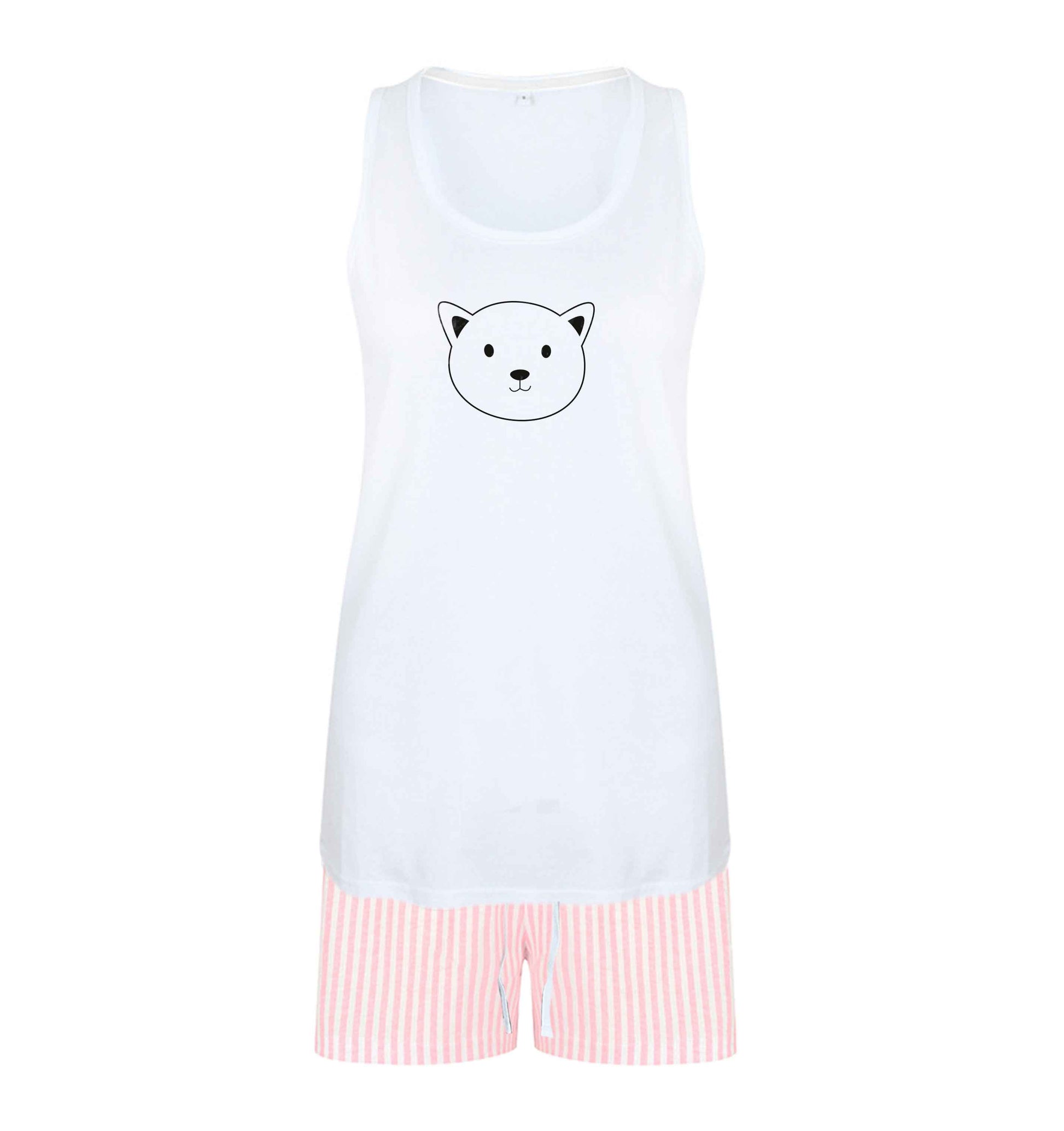 Cat face only Kit size XL women's pyjama shorts set in pink 