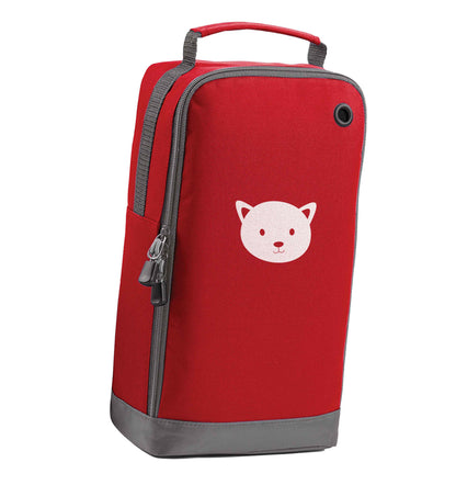 Cat face only Kit red sports shoe bag vertical print