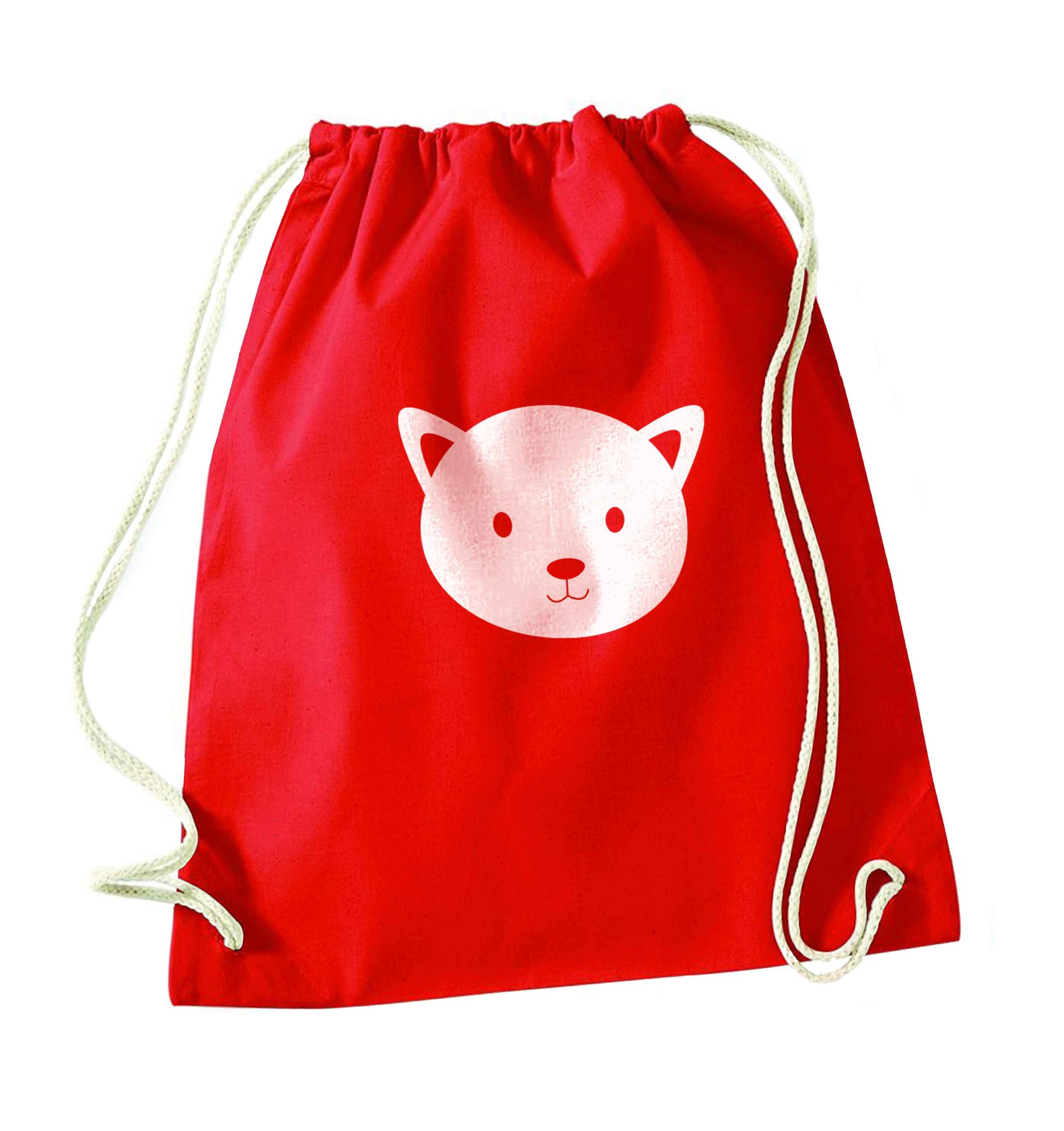 Cat face only Kit red drawstring bag 