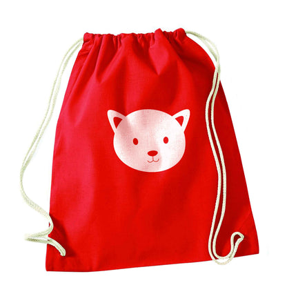 Cat face only Kit red drawstring bag 