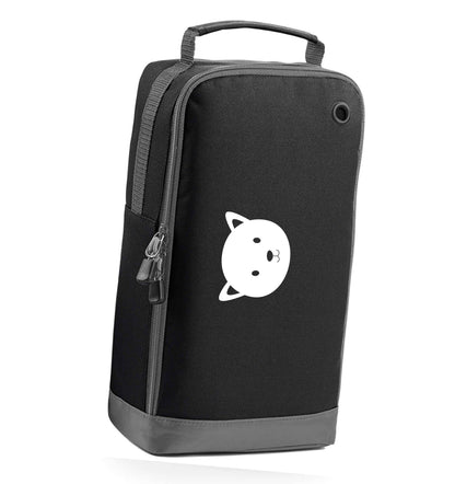Cat face only Kit black sports shoe bag horizontal print