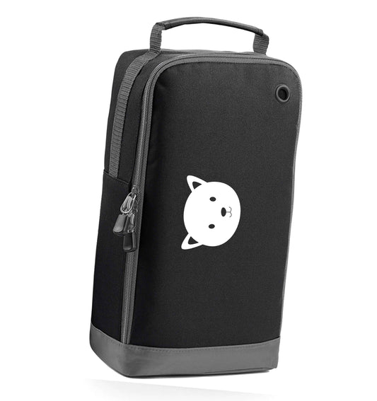 Cat face only Kit black sports shoe bag horizontal print
