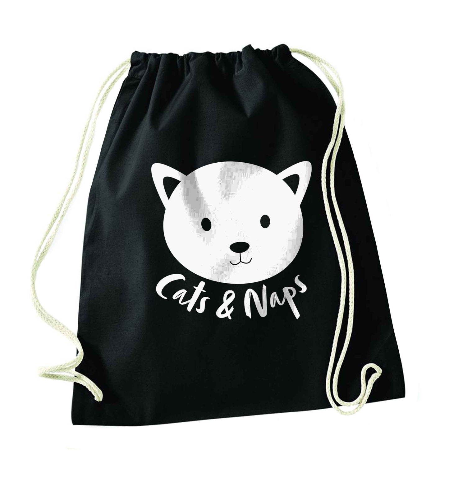 Cats and naps Kit black drawstring bag