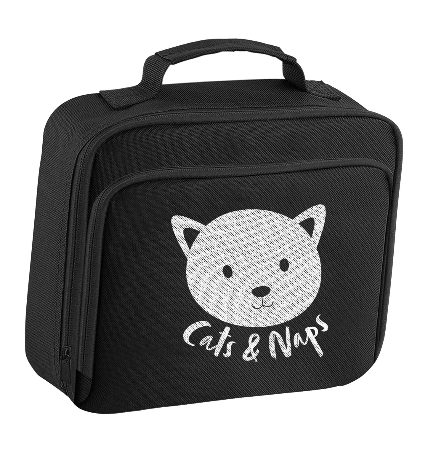 Cats and naps Kit insulated black lunch bag cooler