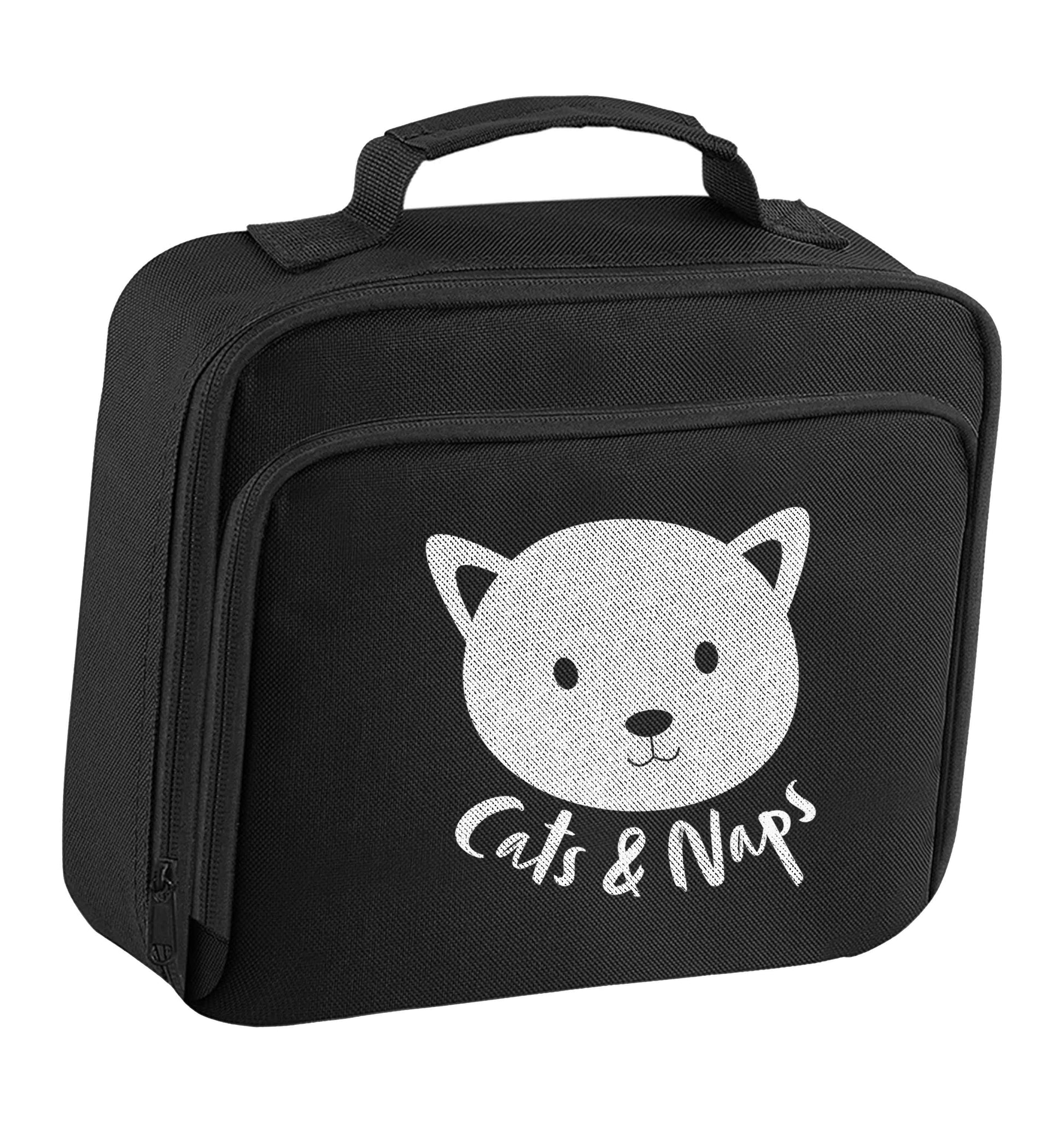 Cats and naps Kit insulated black lunch bag cooler