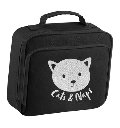 Cats and naps Kit insulated black lunch bag cooler