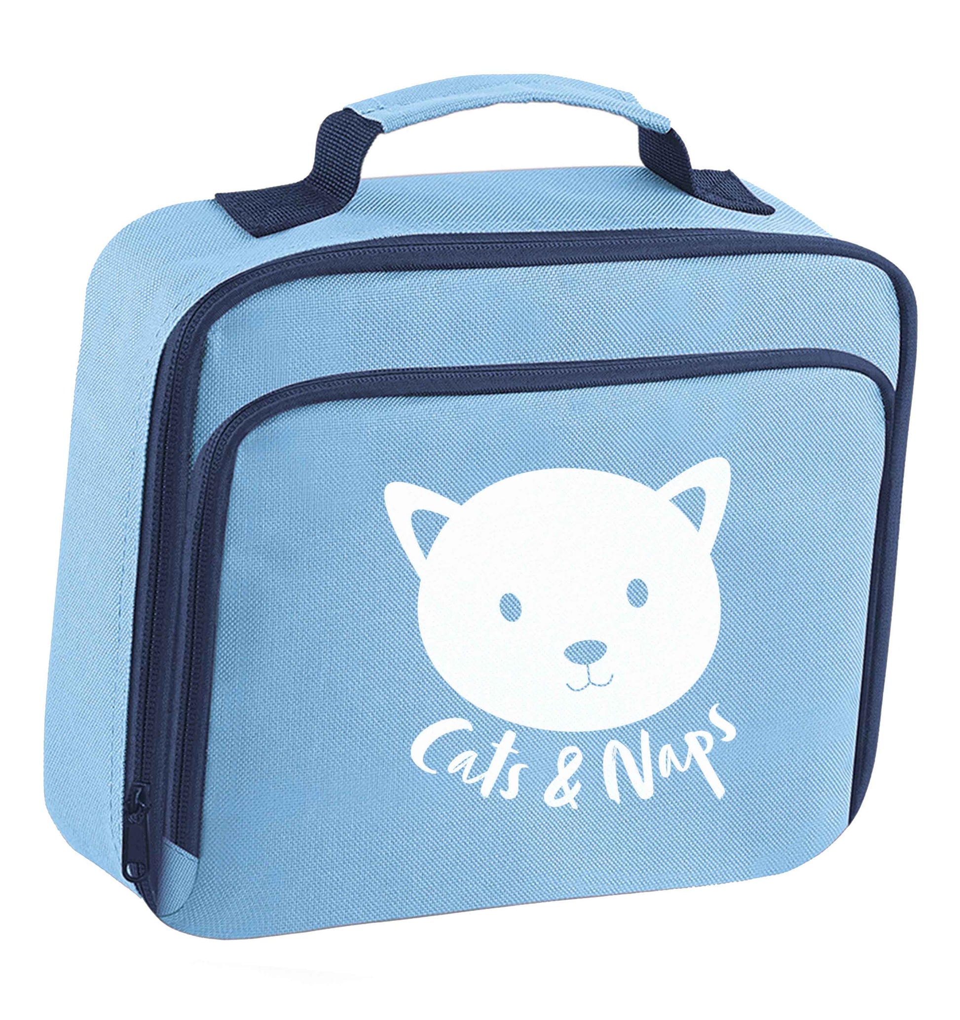 Cats and naps Kit insulated blue lunch bag cooler
