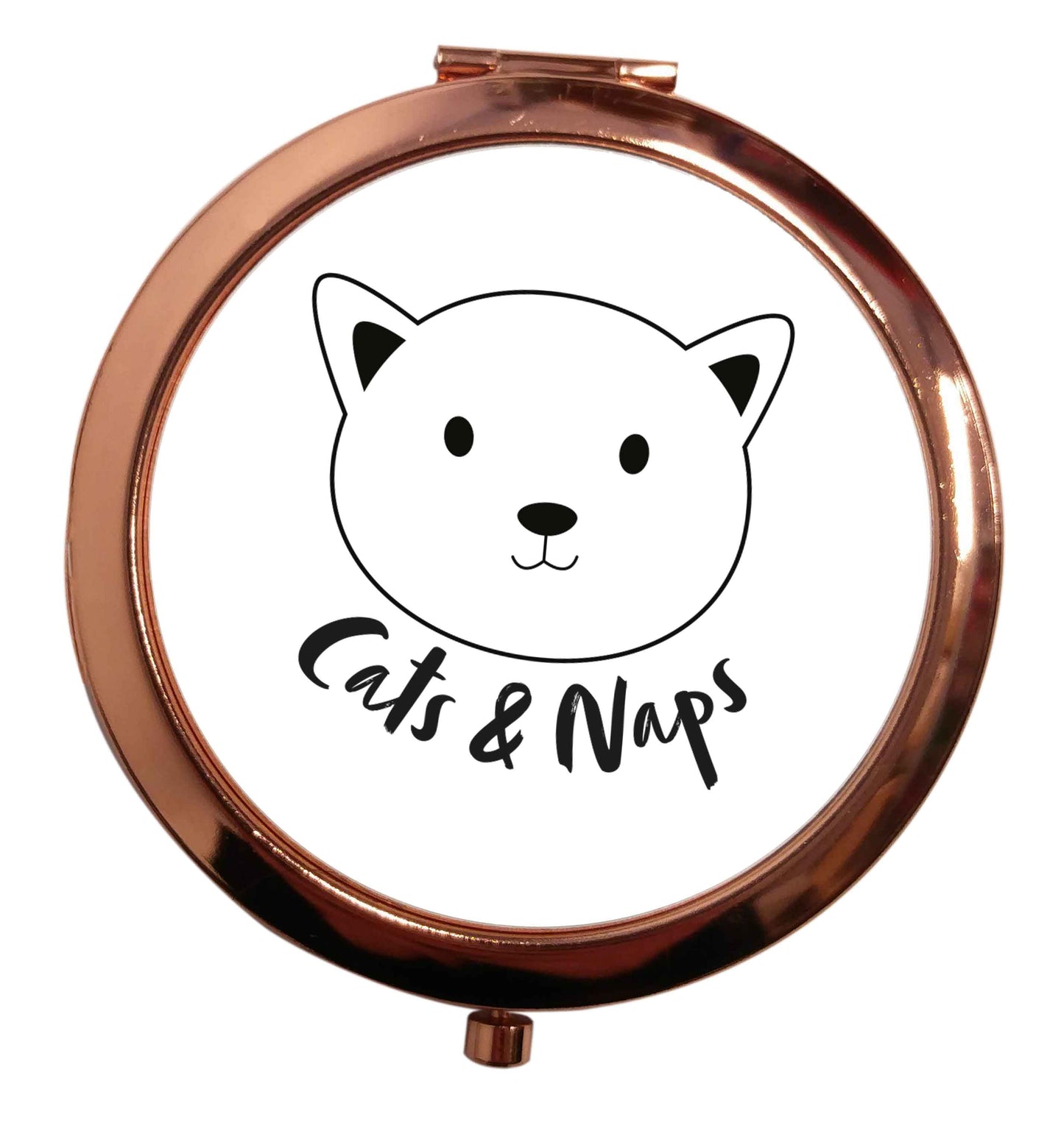 Cats and naps Kit rose gold circle pocket mirror