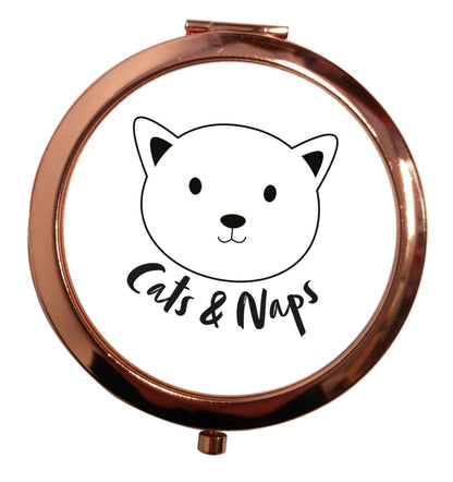Cats and naps Kit rose gold circle pocket mirror