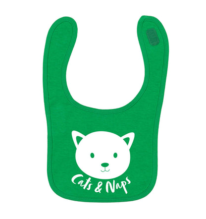 Cats and naps Kit green baby bib
