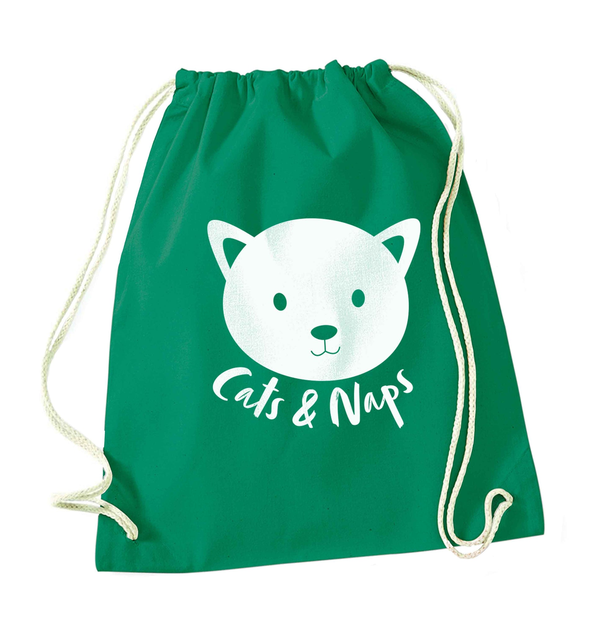 Cats and naps Kit green drawstring bag
