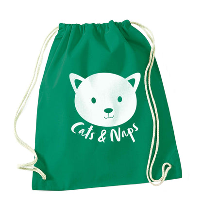Cats and naps Kit green drawstring bag