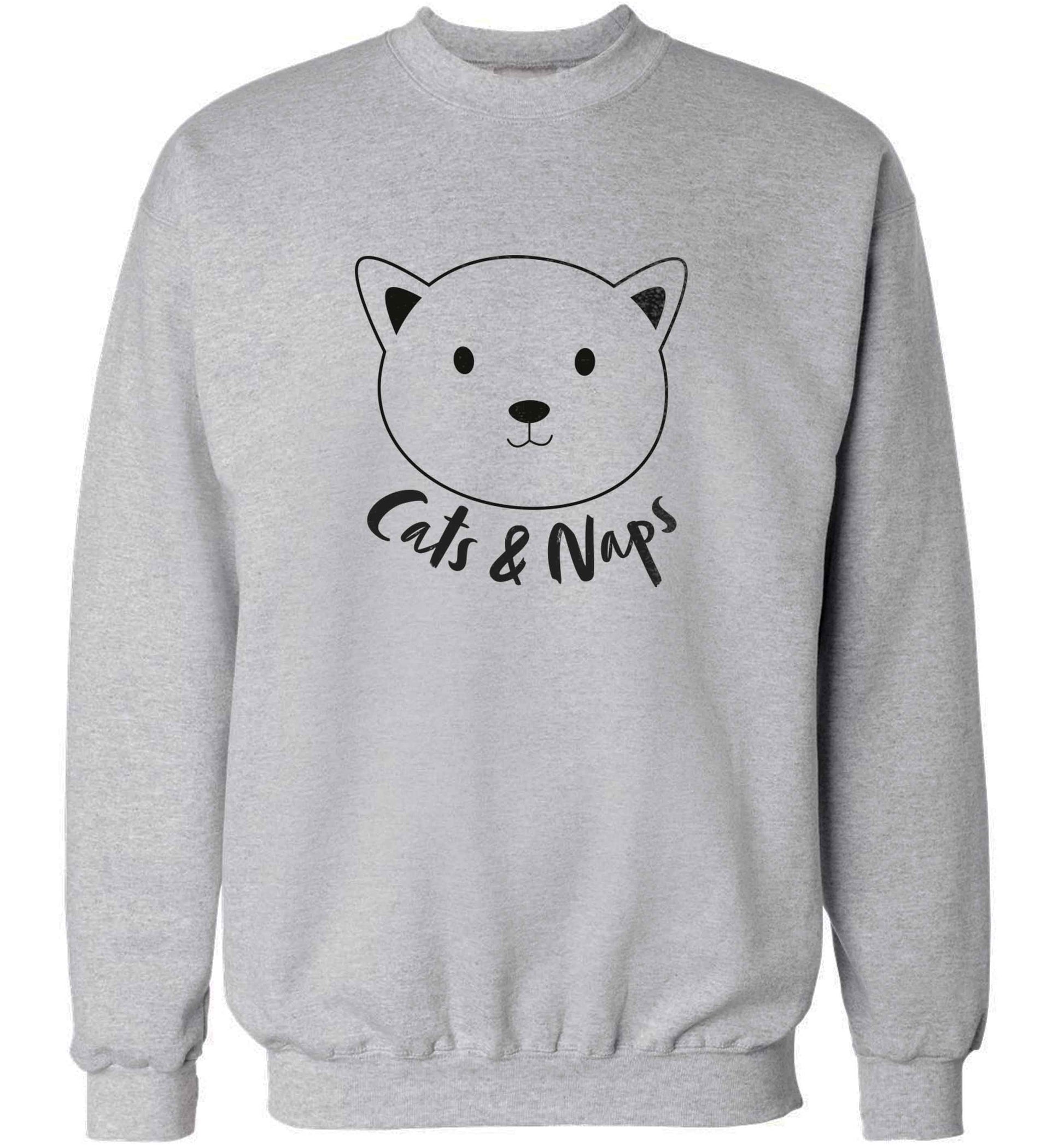 Cats and naps Kit adult's unisex grey sweater 2XL