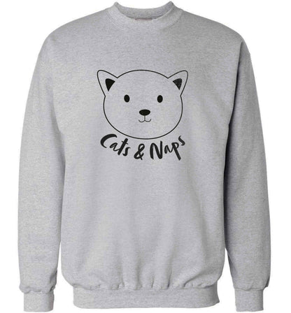 Cats and naps Kit adult's unisex grey sweater 2XL