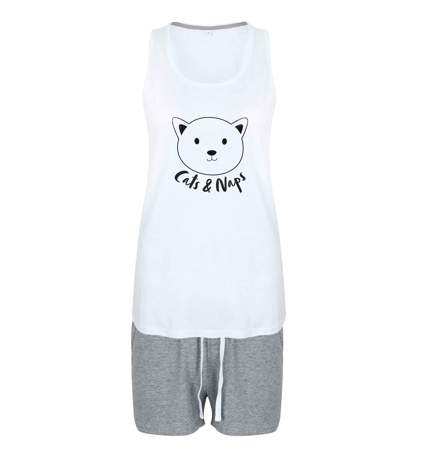 Cats and naps Kit size XL women's pyjama shorts set in pink 
