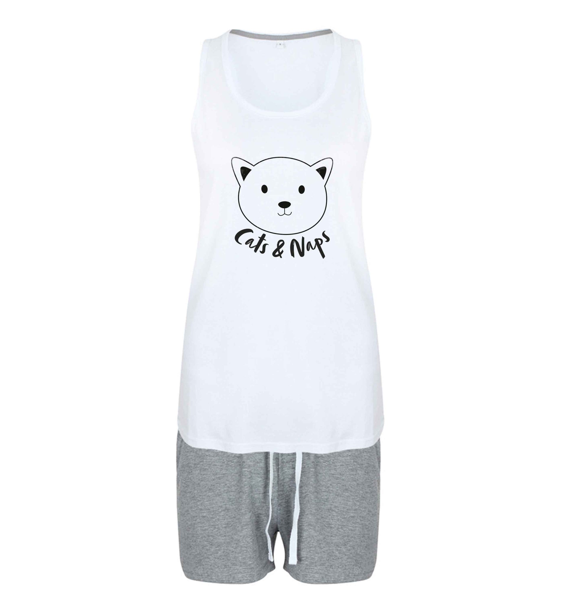 Cats and naps Kit size XL women's pyjama shorts set in pink 