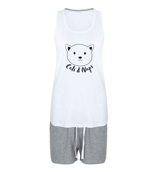 Cats and naps Kit size XL women's pyjama shorts set in pink 