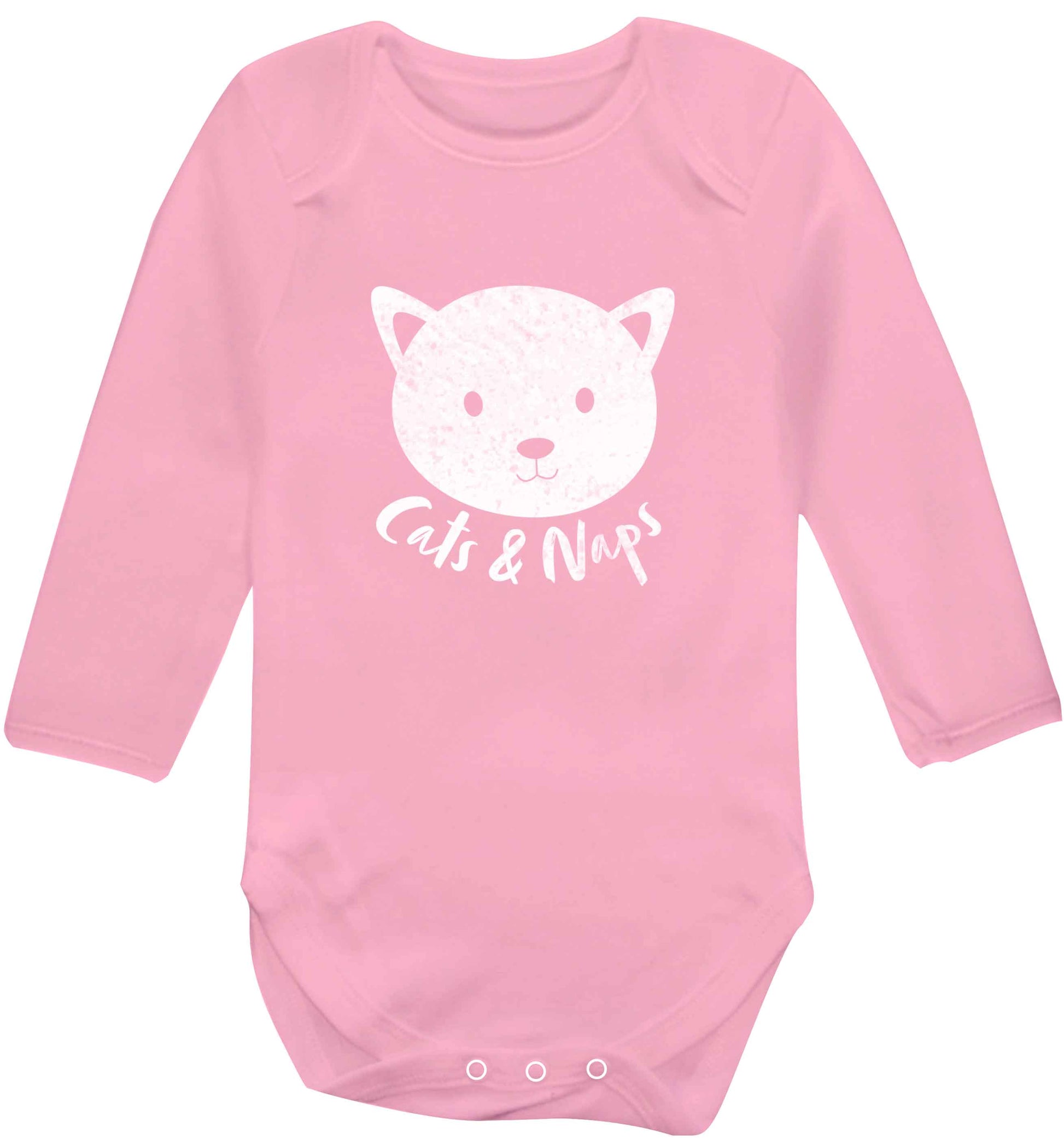 Cats and naps Kit baby vest long sleeved pale pink 6-12 months