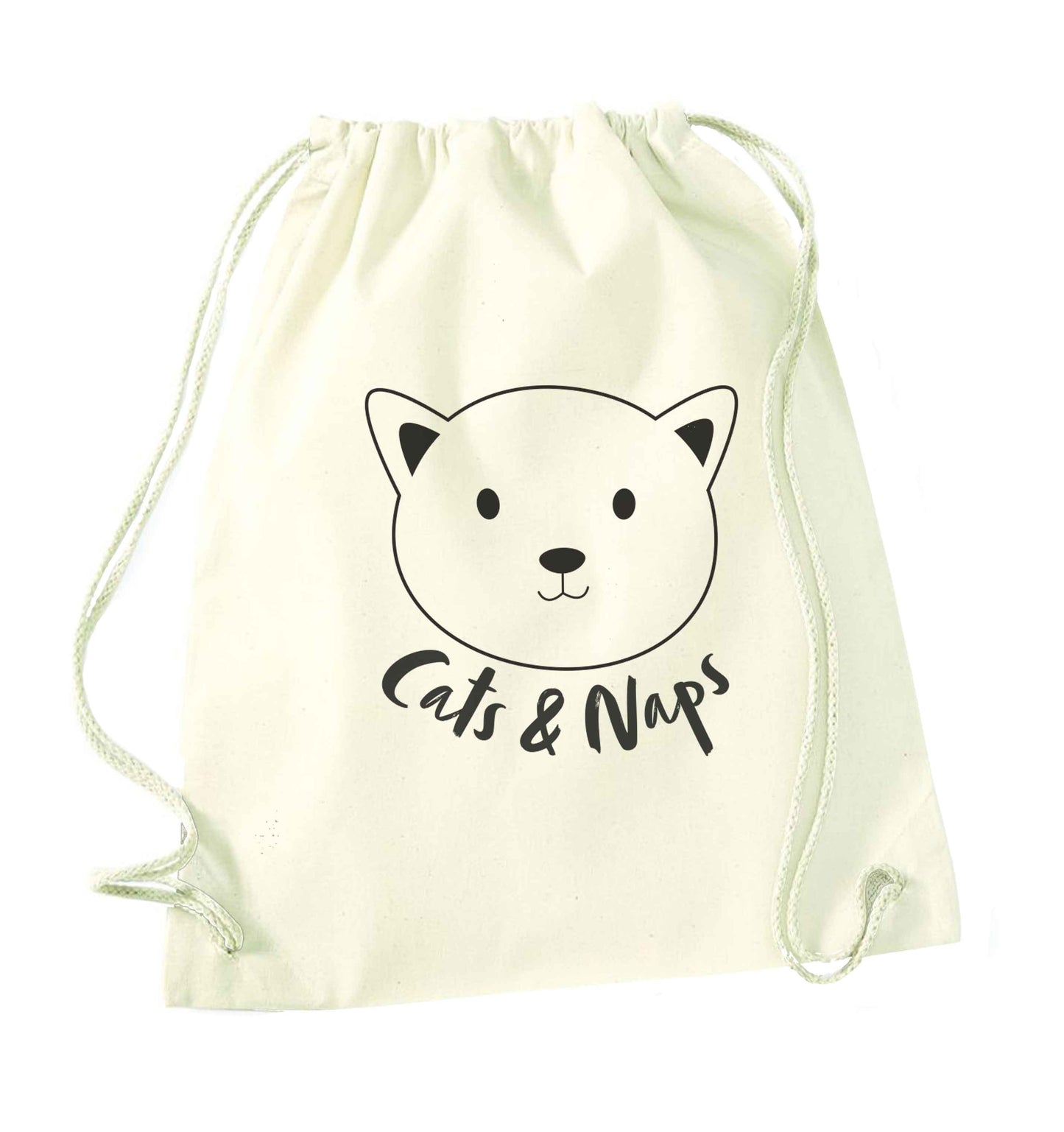 Cats and naps Kit natural drawstring bag