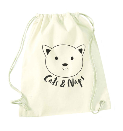 Cats and naps Kit natural drawstring bag