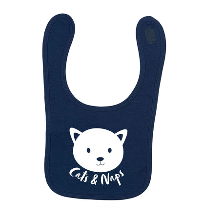 Cats and naps Kit navy baby bib