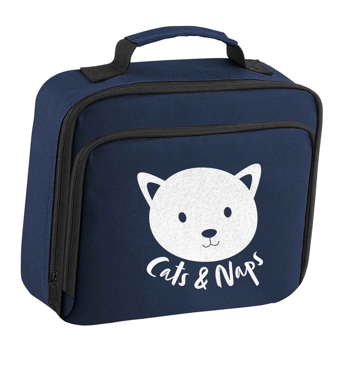 Cats and naps Kit insulated navy lunch bag cooler