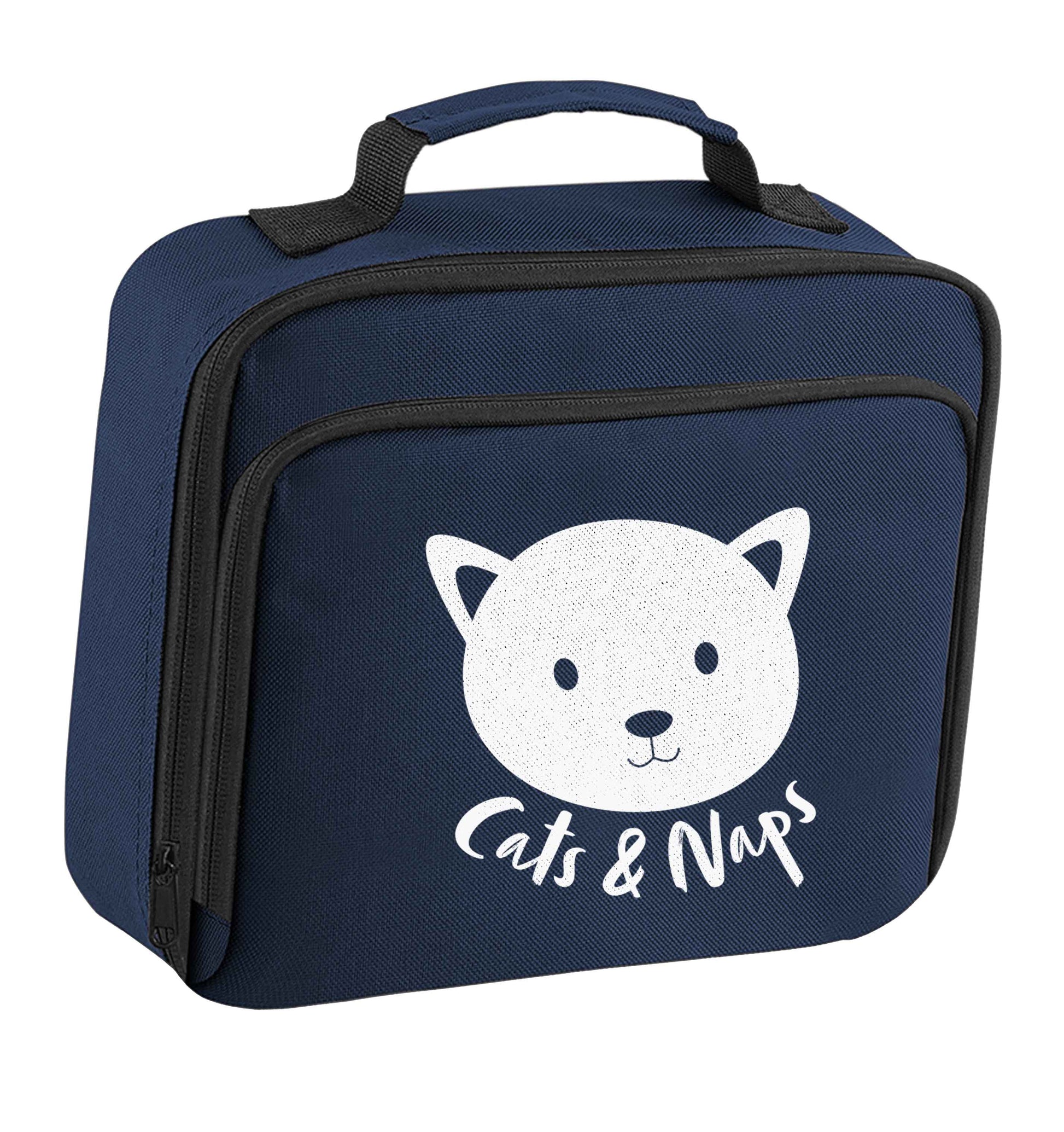 Cats and naps Kit insulated navy lunch bag cooler