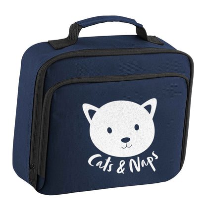Cats and naps Kit insulated navy lunch bag cooler