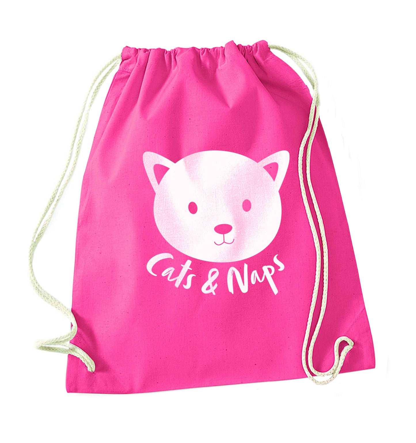 Cats and naps Kit pink drawstring bag