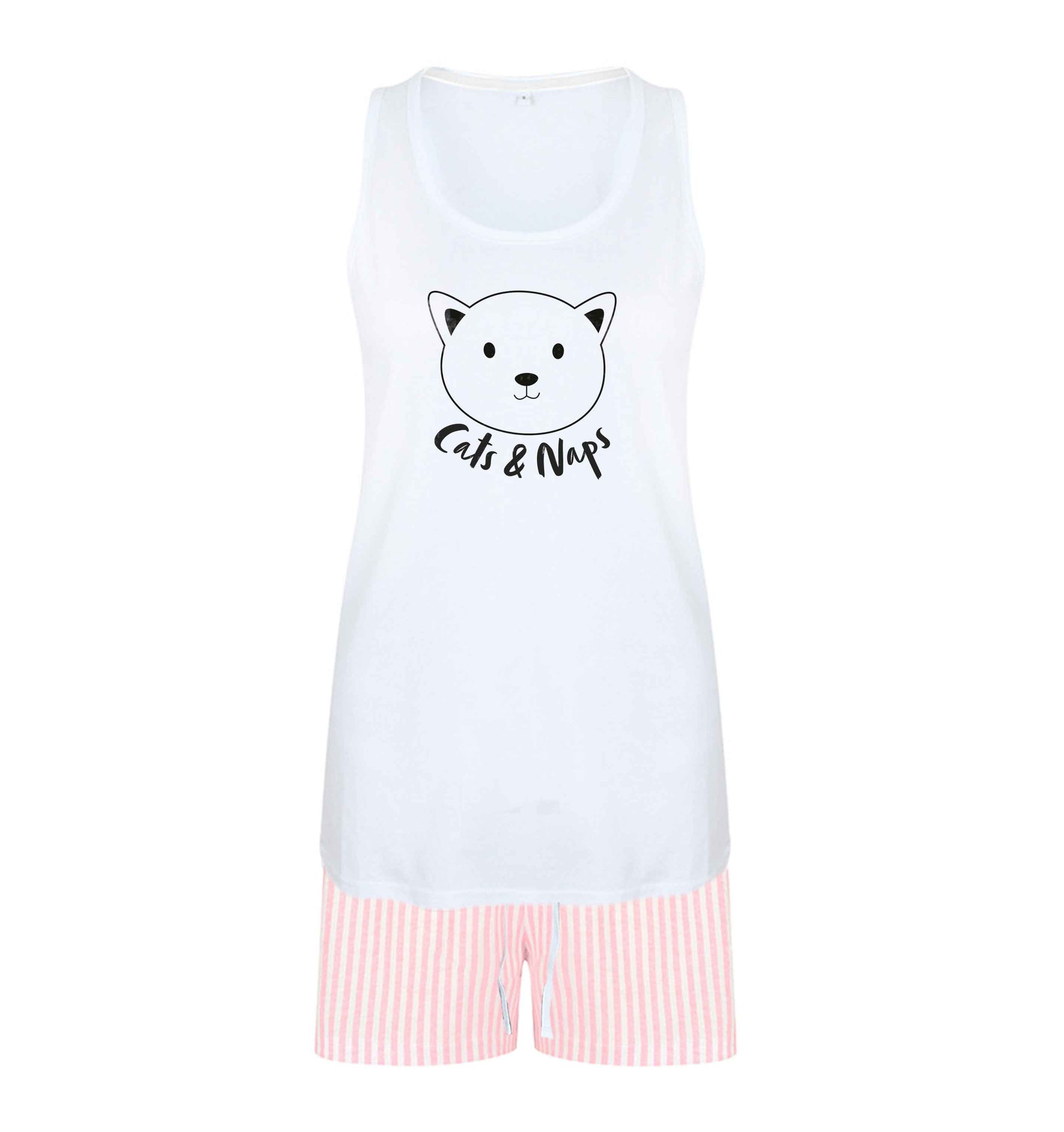 Cats and naps Kit size XL women's pyjama shorts set in pink 