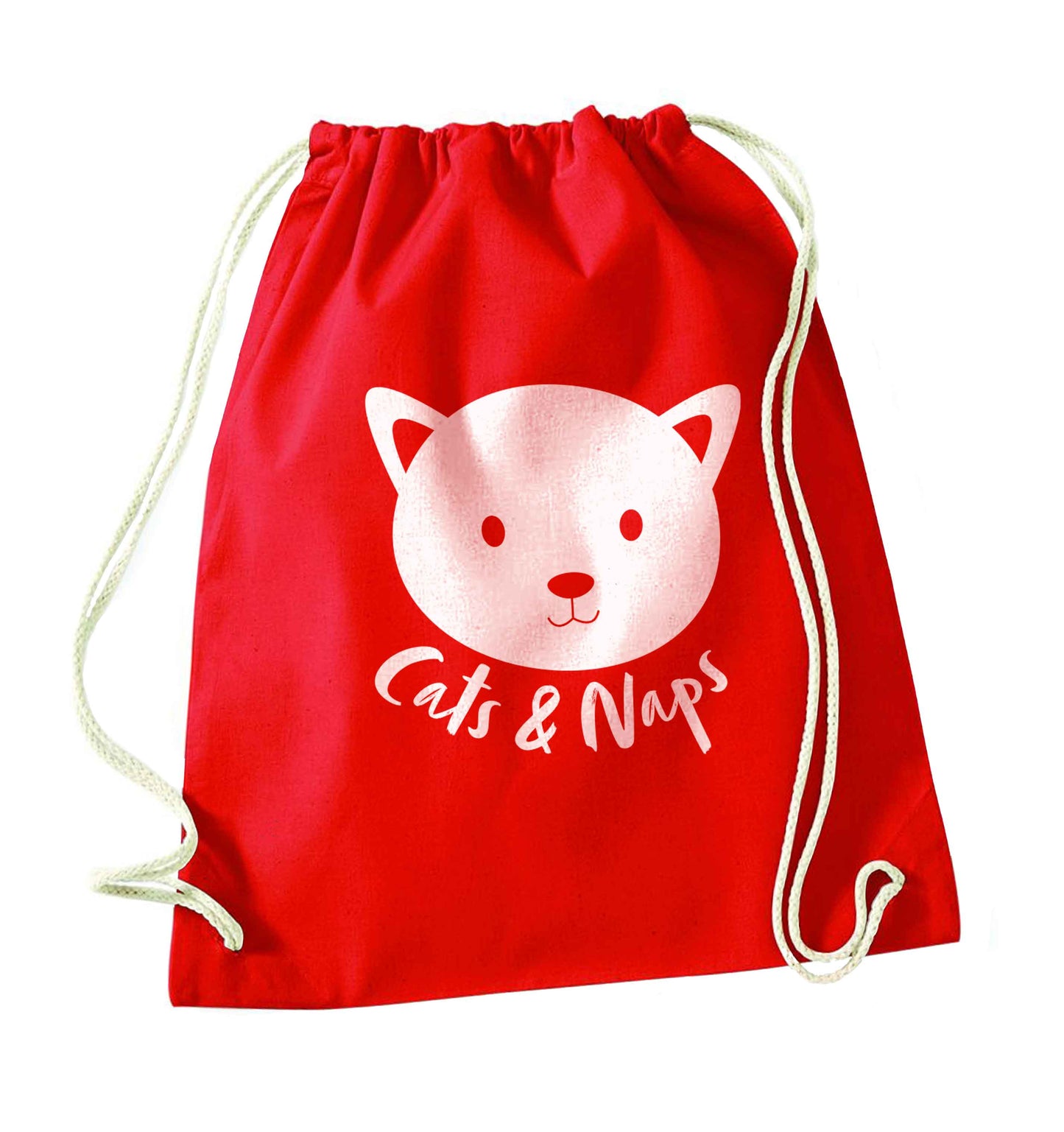 Cats and naps Kit red drawstring bag 